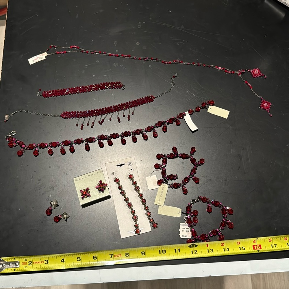 Lot of red costume jewelry